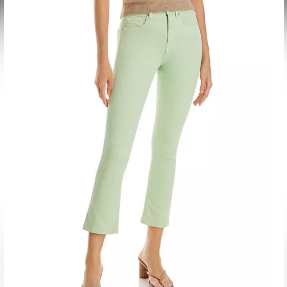 Veronica Beard Carly Kick Flare Pistachio High Rise Crop Jeans